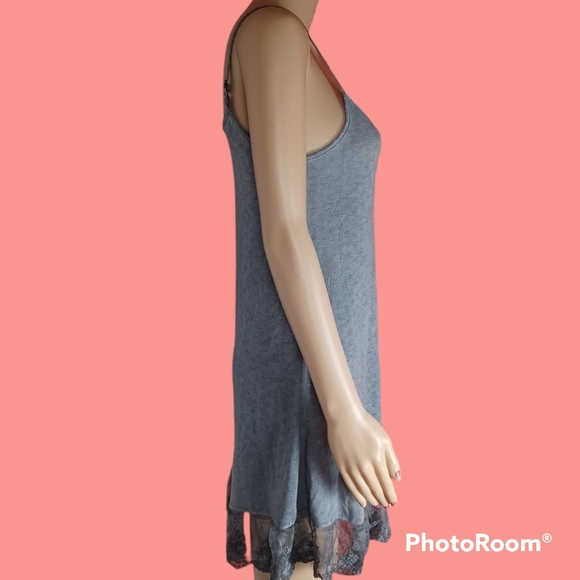 Z Supply Lightweight Gray Cami Dress with Lacy Bottom - Picture 2 of 5